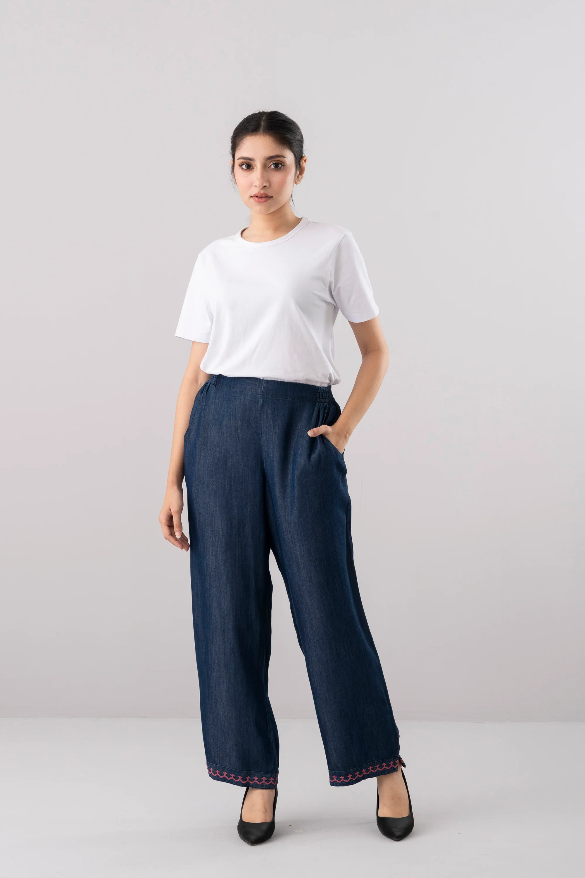 Relaxed Fit Denim-Style Ethnic Pants - Image 8