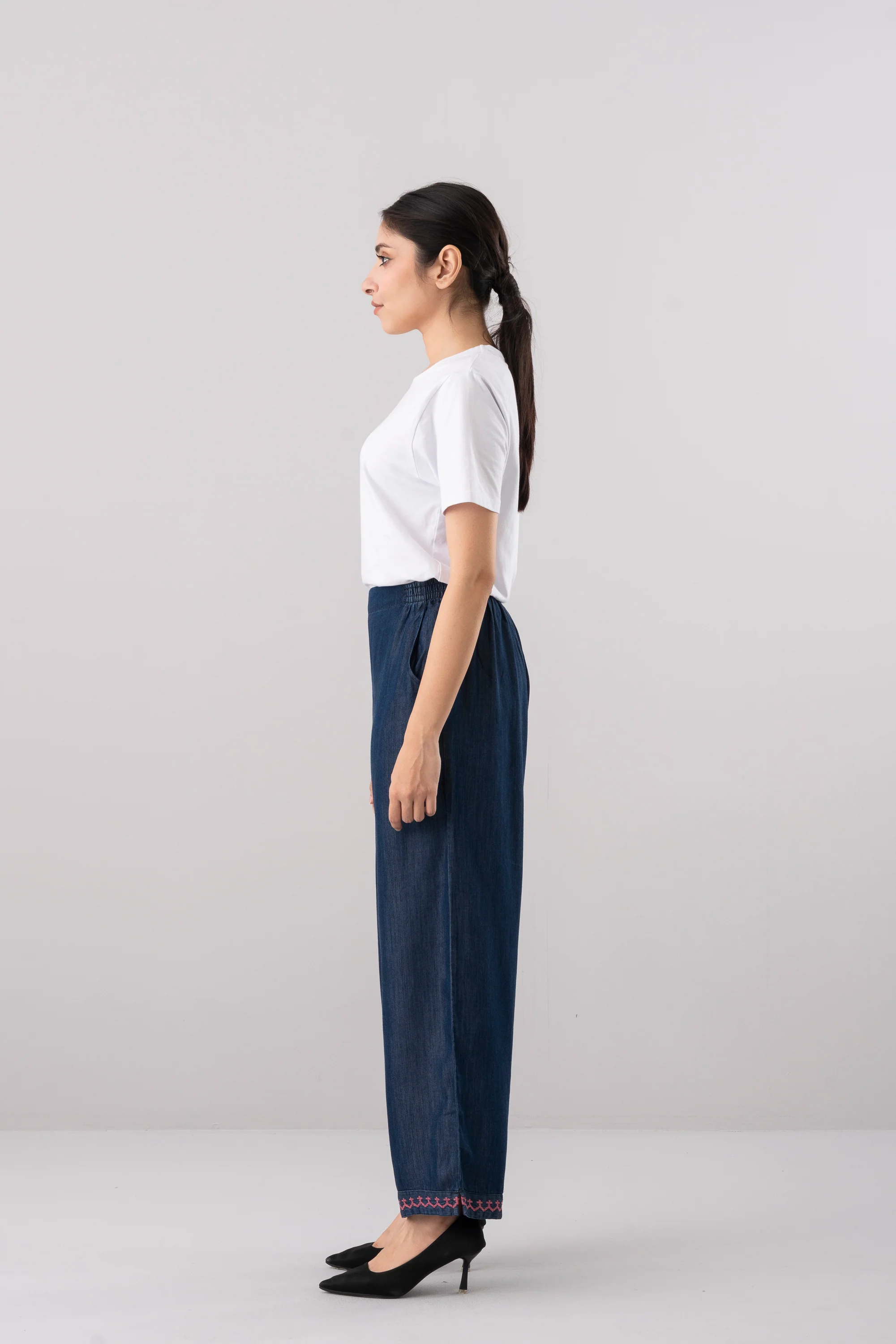Relaxed Fit Denim-Style Ethnic Pants - Image 9