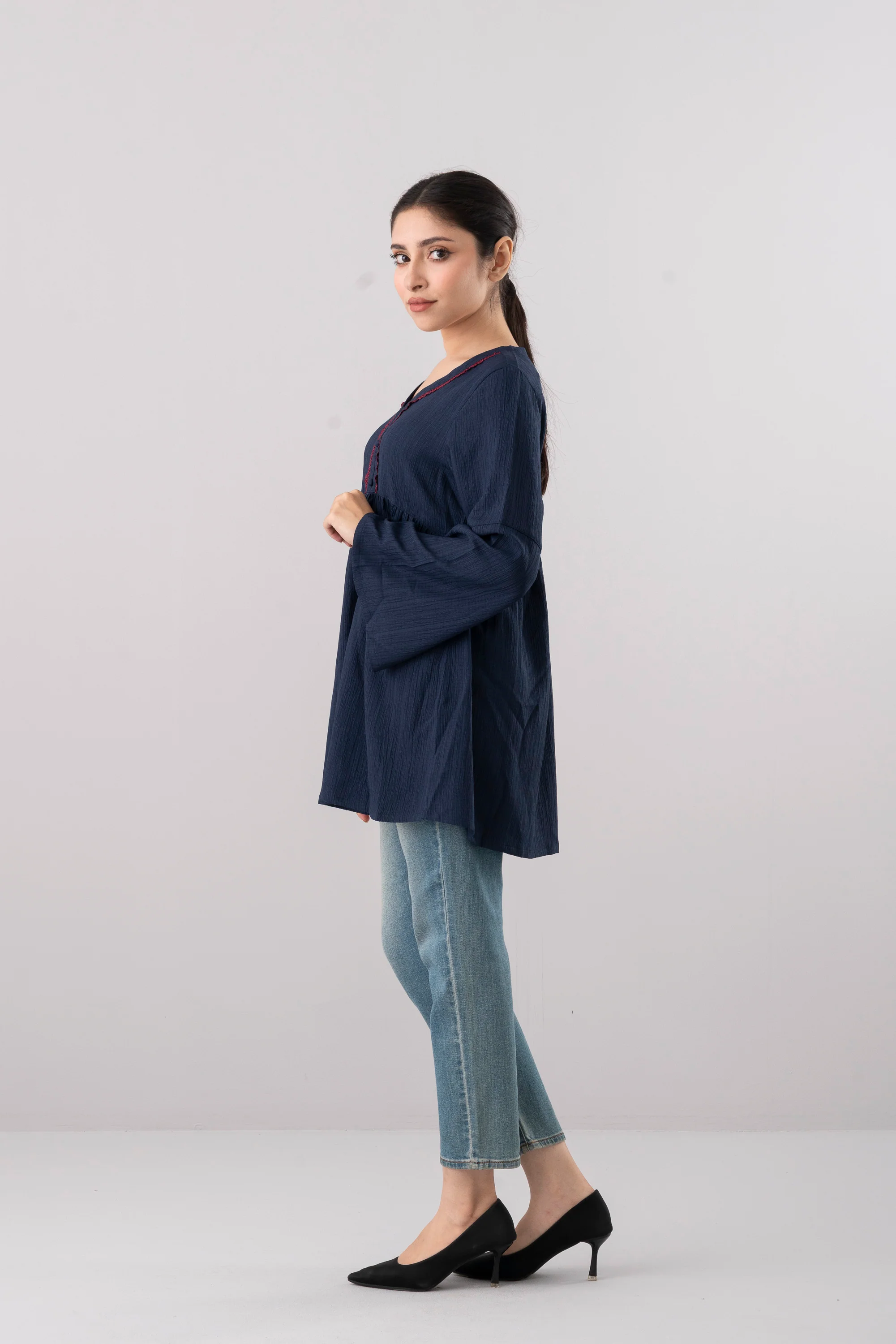 Relaxed Fit Evening Fashion Top with Bell Sleeves - Image 3