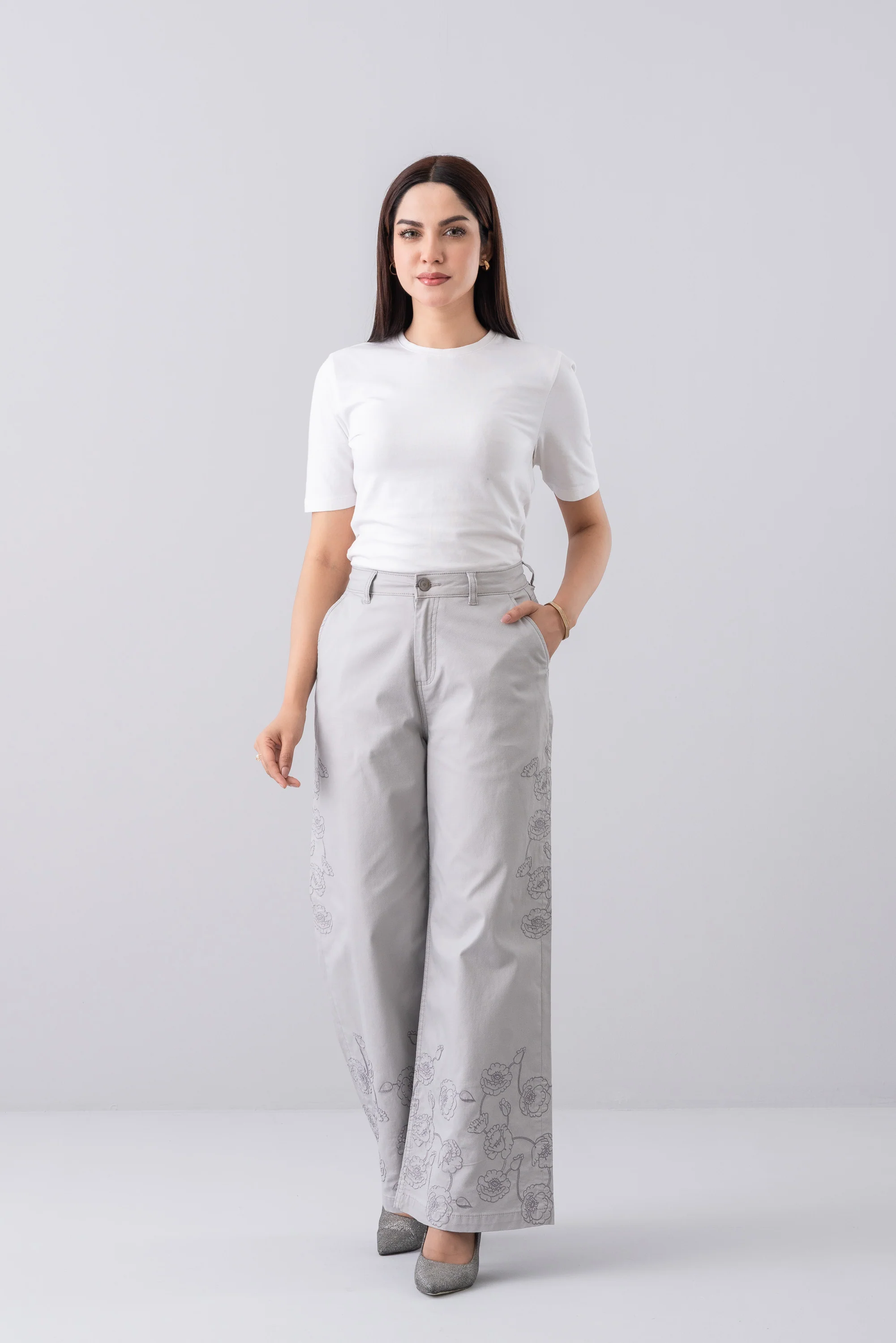 Wide-Leg Fashion Twill Trouser - Image 2