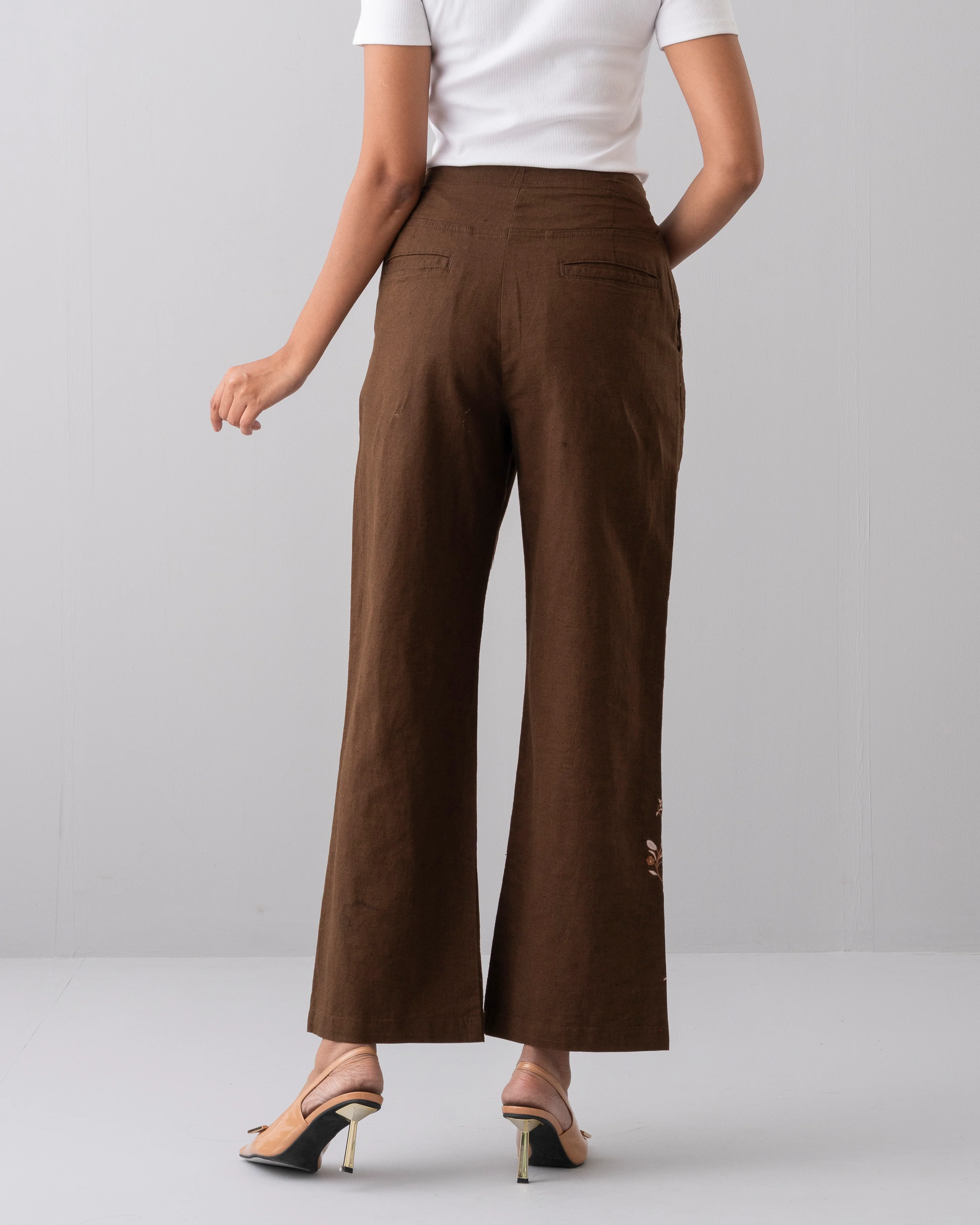 Embroidered Wide-Leg Twill Bottom - Image 4
