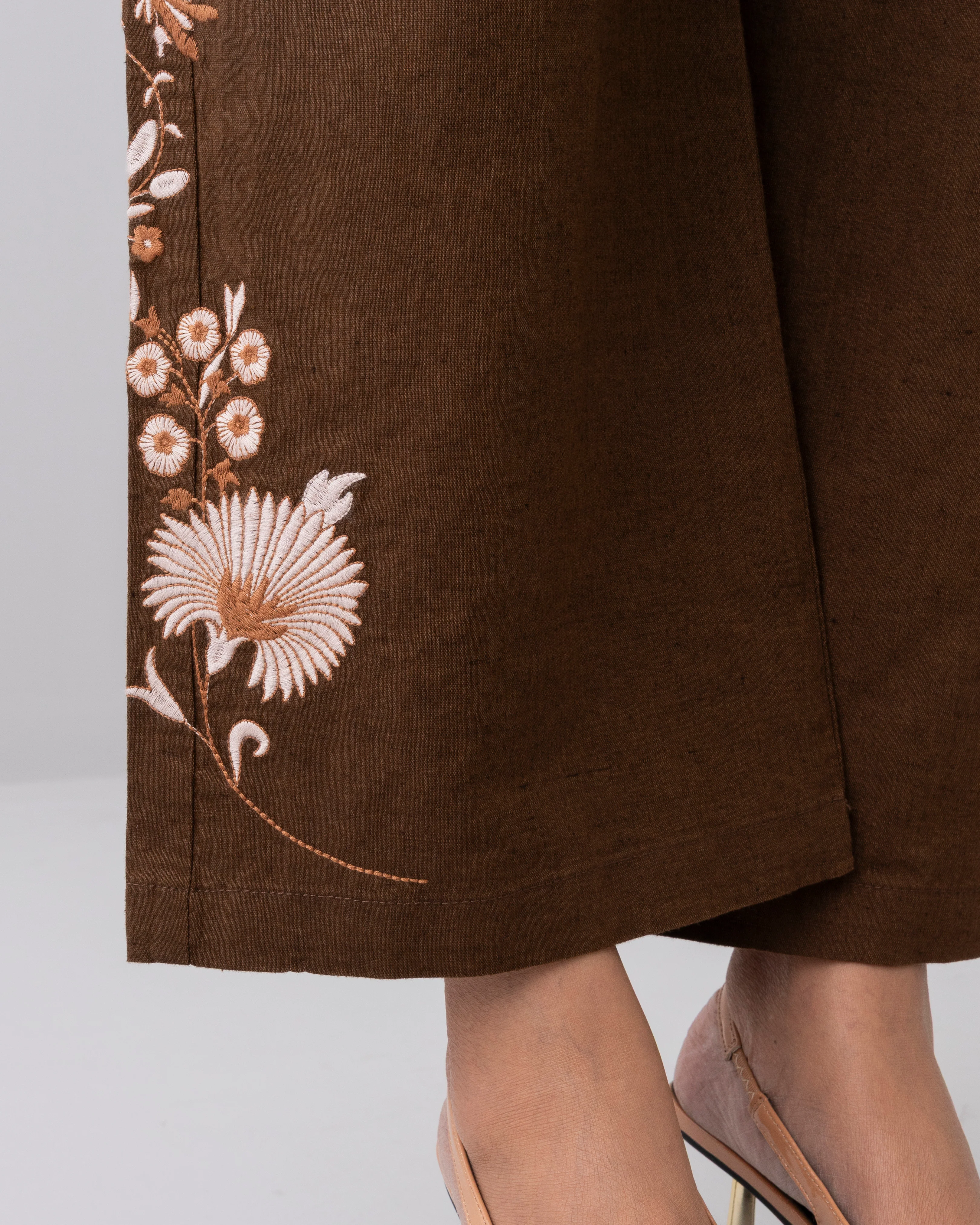 Embroidered Wide-Leg Twill Bottom - Image 5