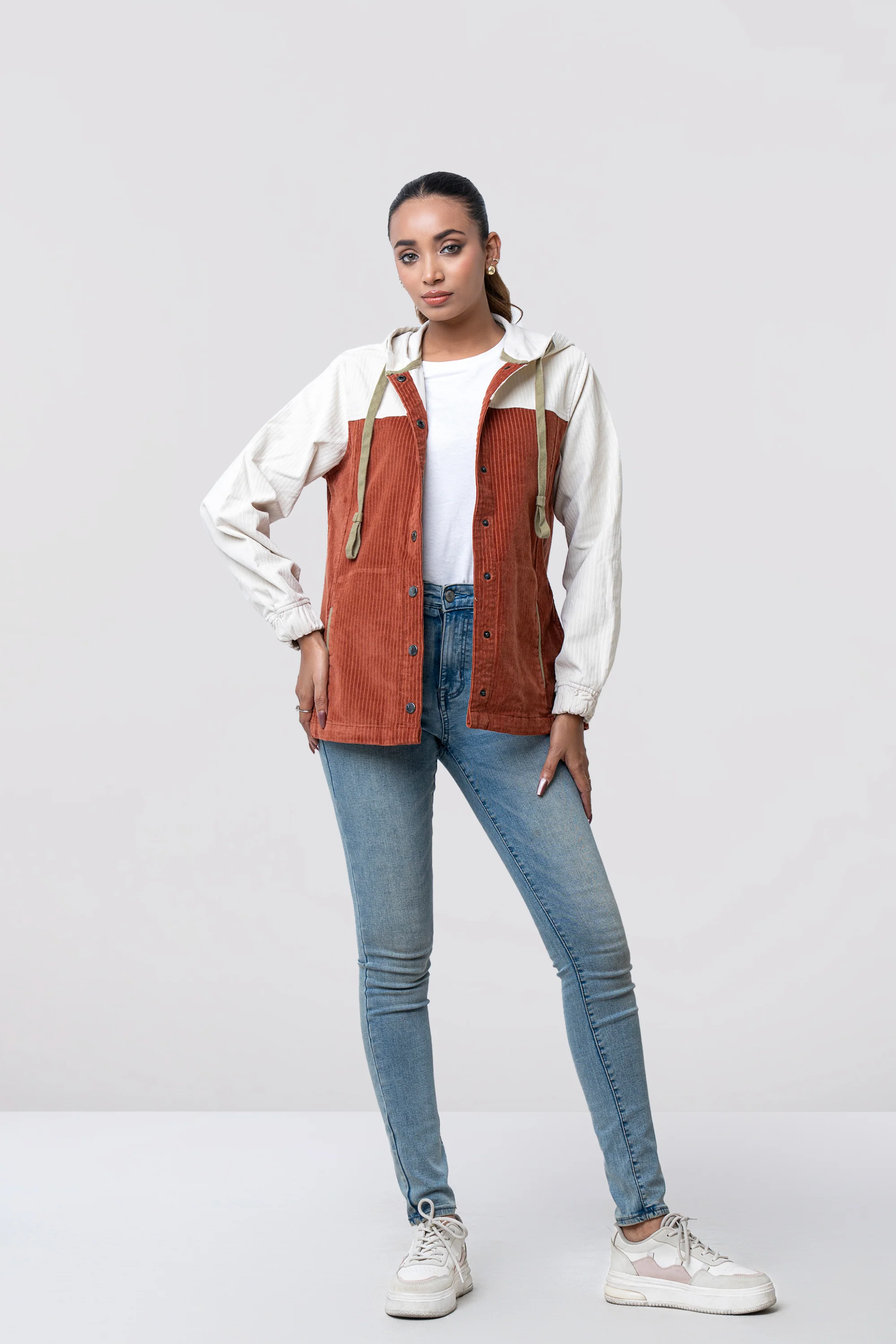 Regular Fit Corduroy Woven Hoodie - Image 3