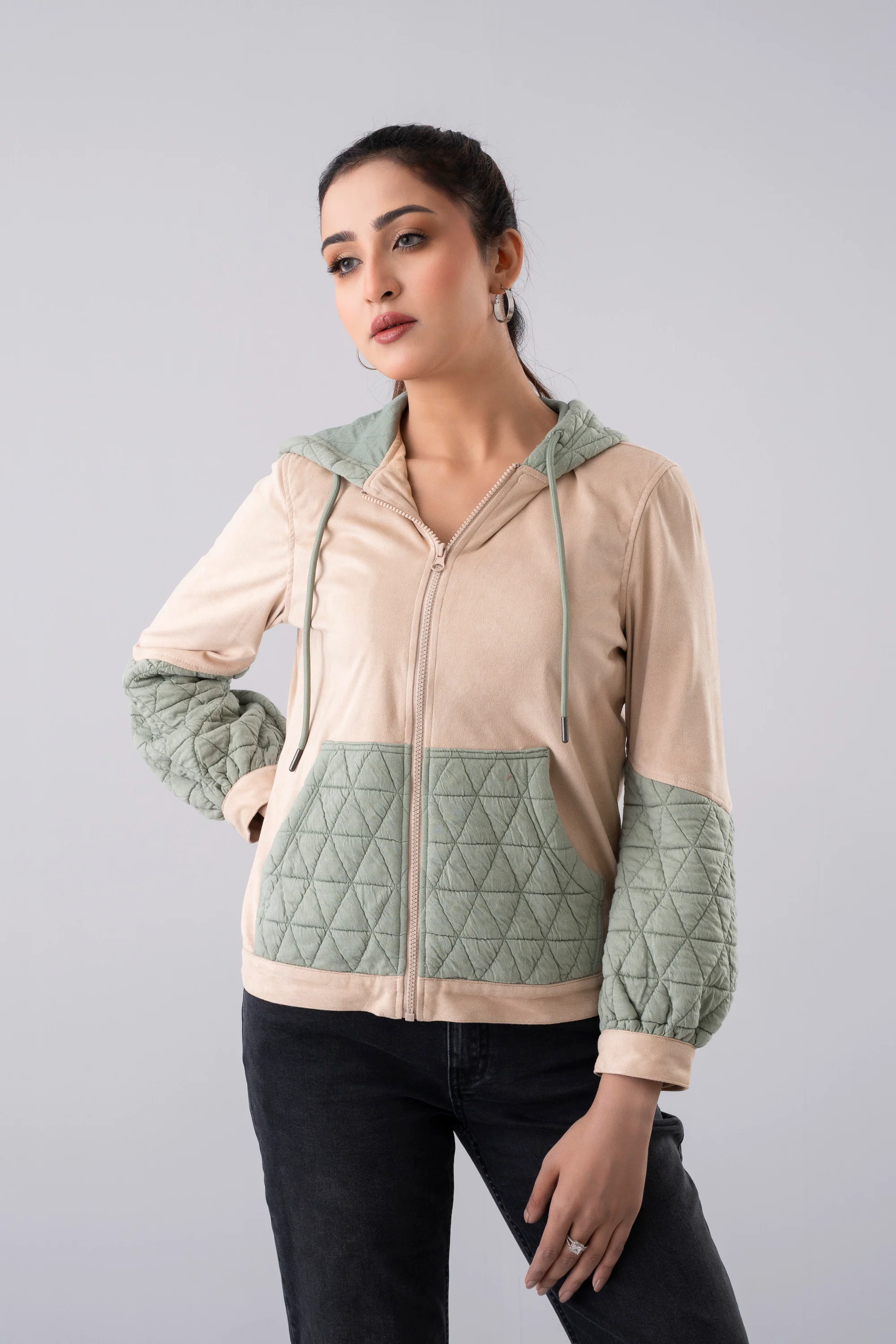 Regular Fit Semi-Quilted Hoodie - Image 2