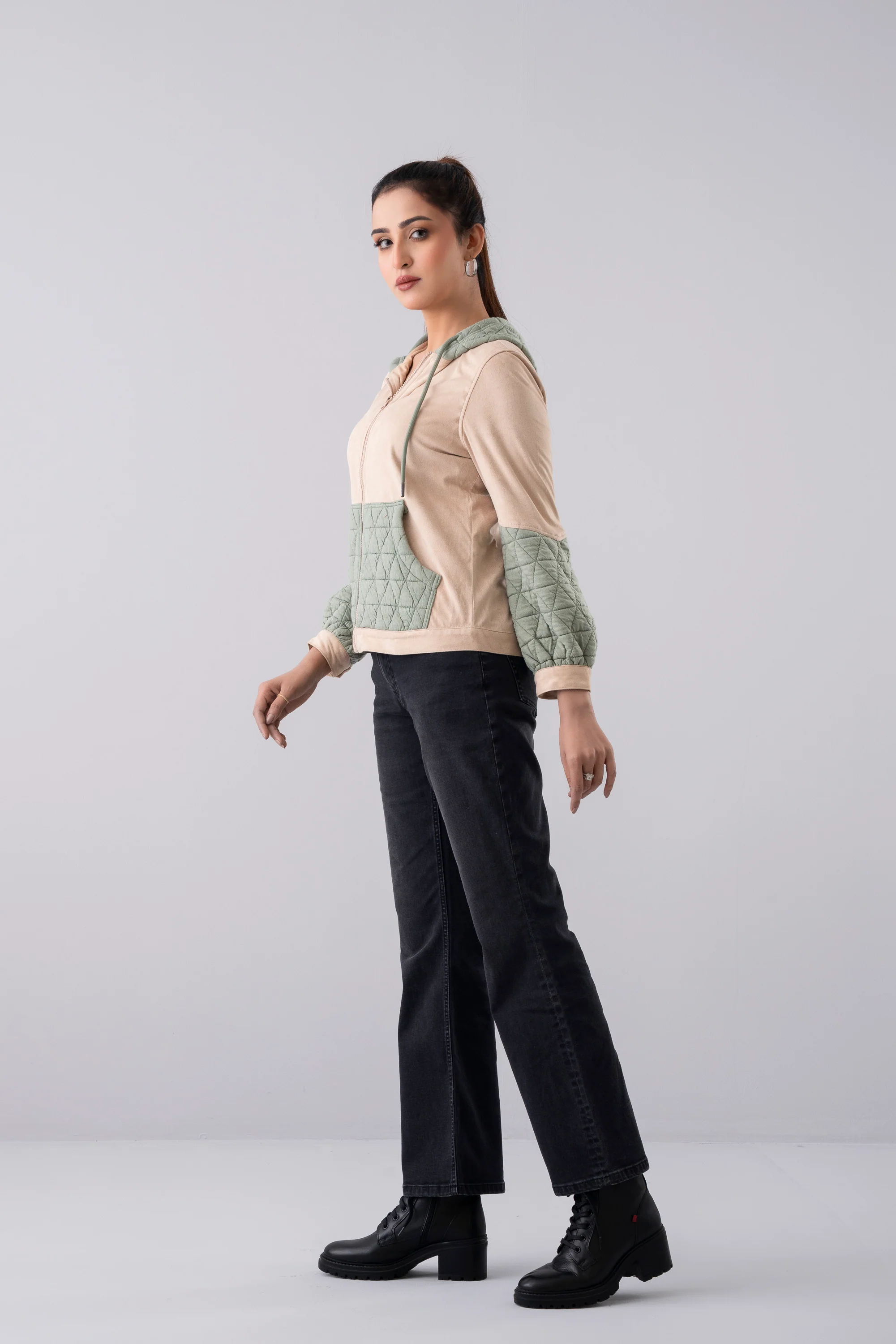 Regular Fit Semi-Quilted Hoodie - Image 3