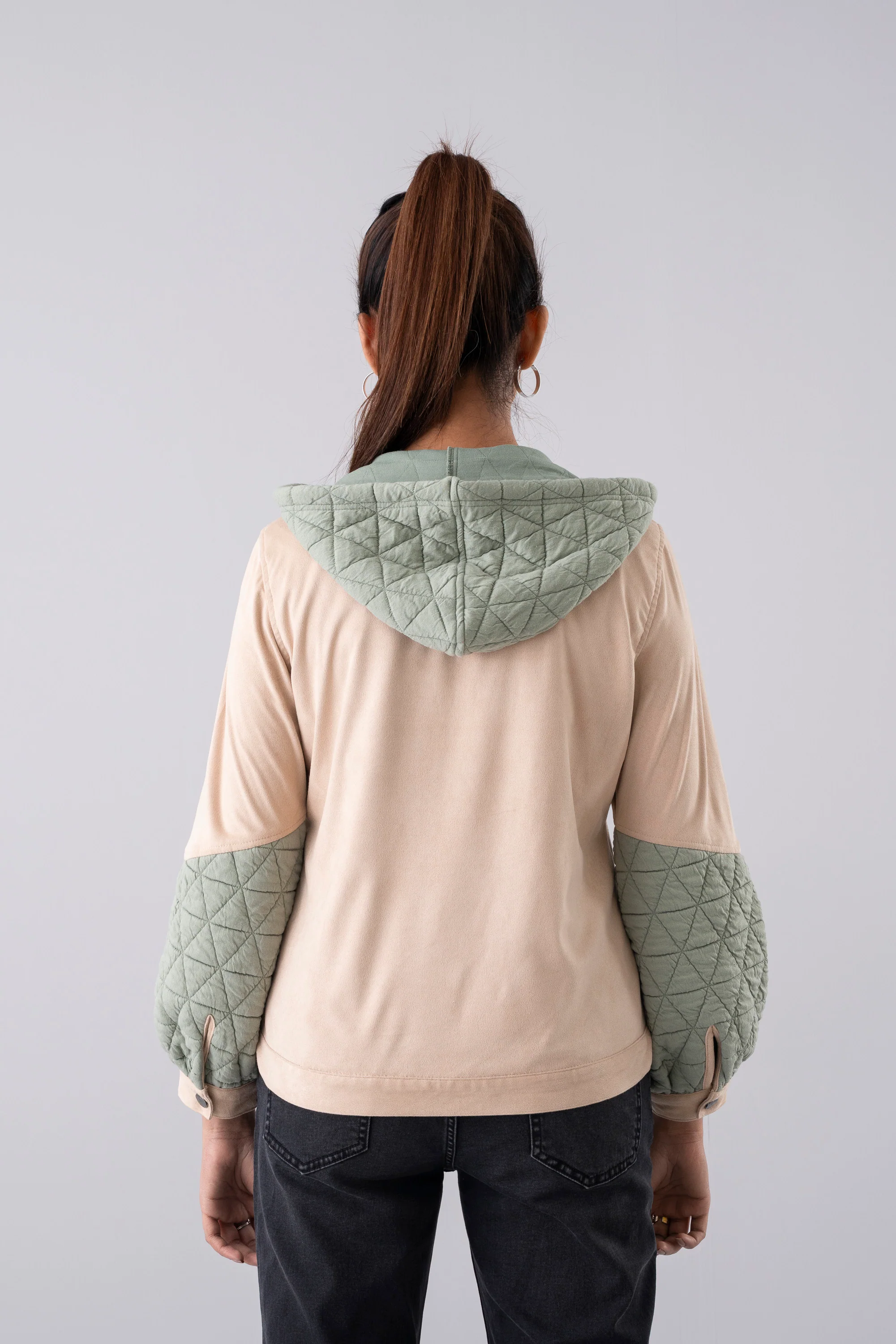 Regular Fit Semi-Quilted Hoodie - Image 4