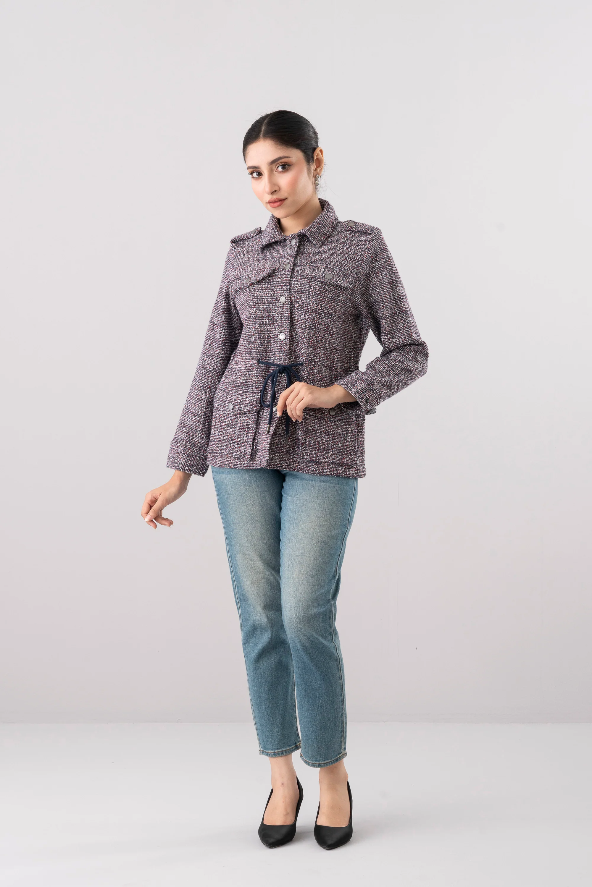 Regular Fit Textured Knit Jacket