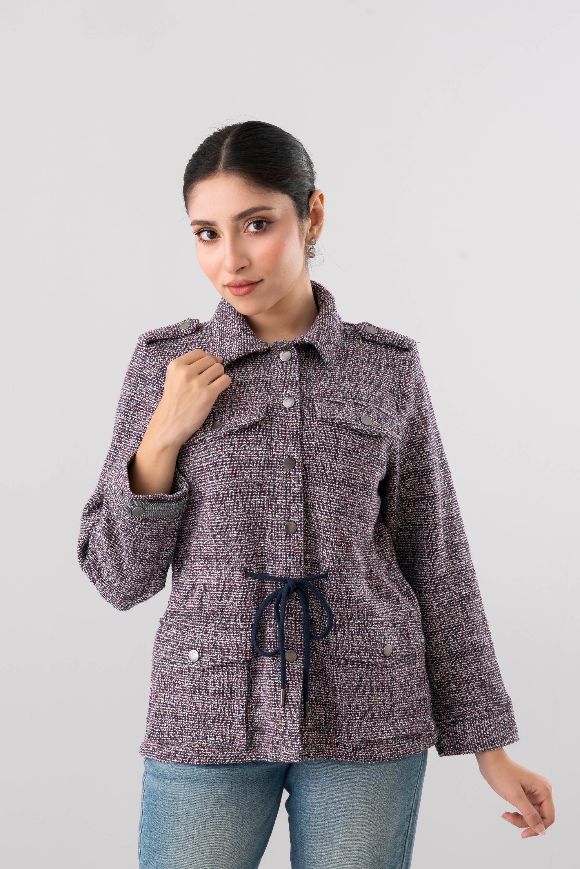 Regular Fit Textured Knit Jacket - Image 2