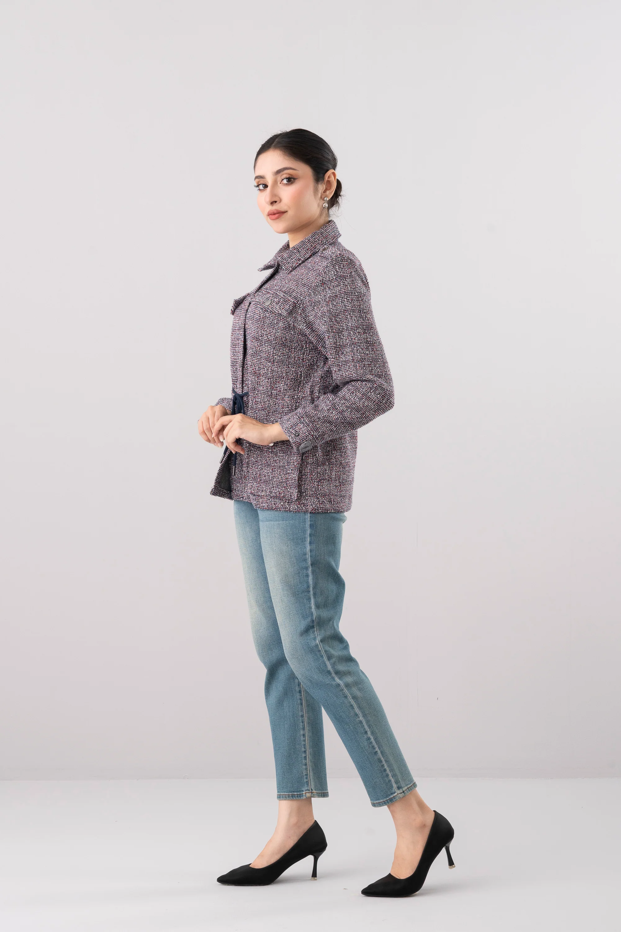 Regular Fit Textured Knit Jacket - Image 3