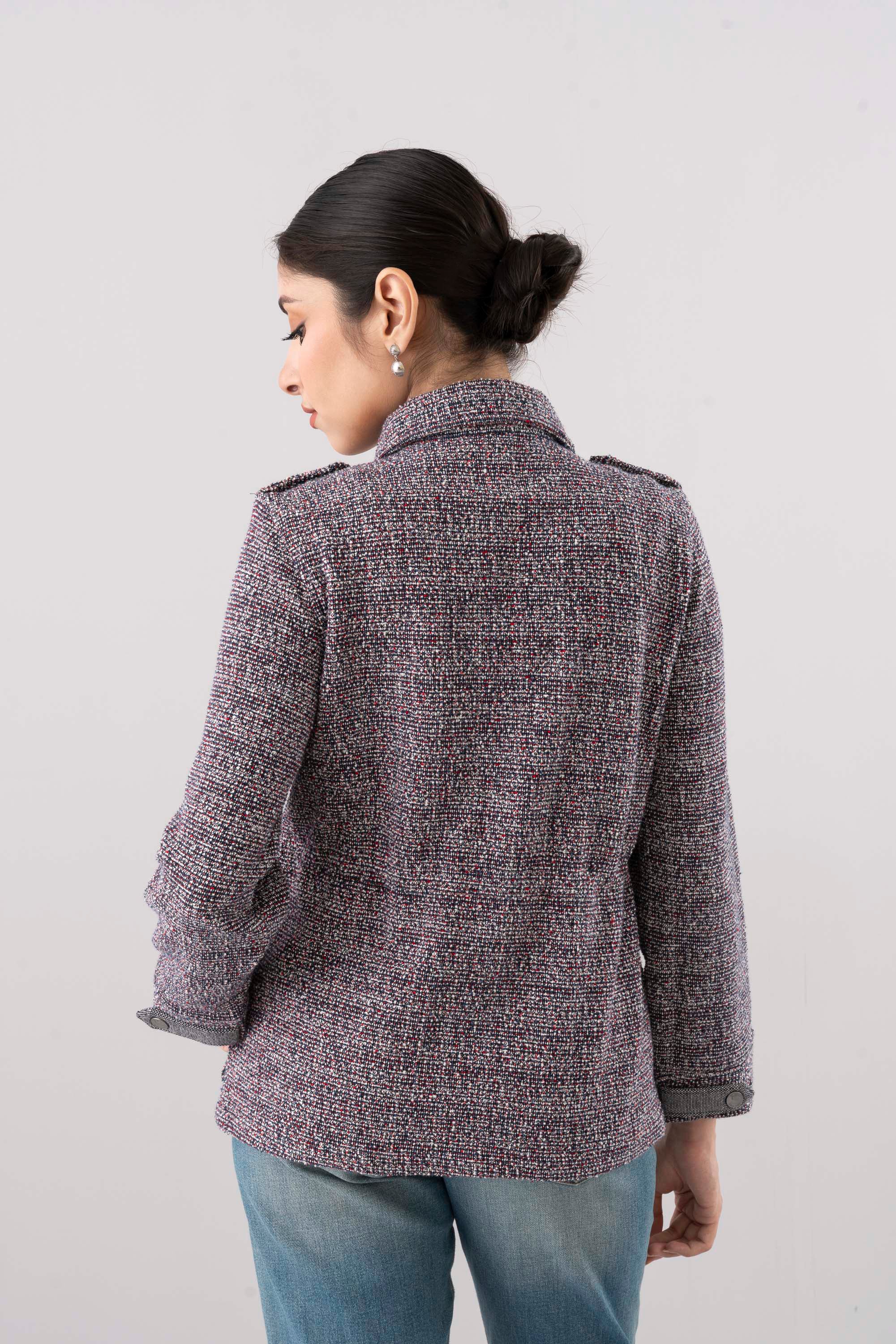 Regular Fit Textured Knit Jacket - Image 4
