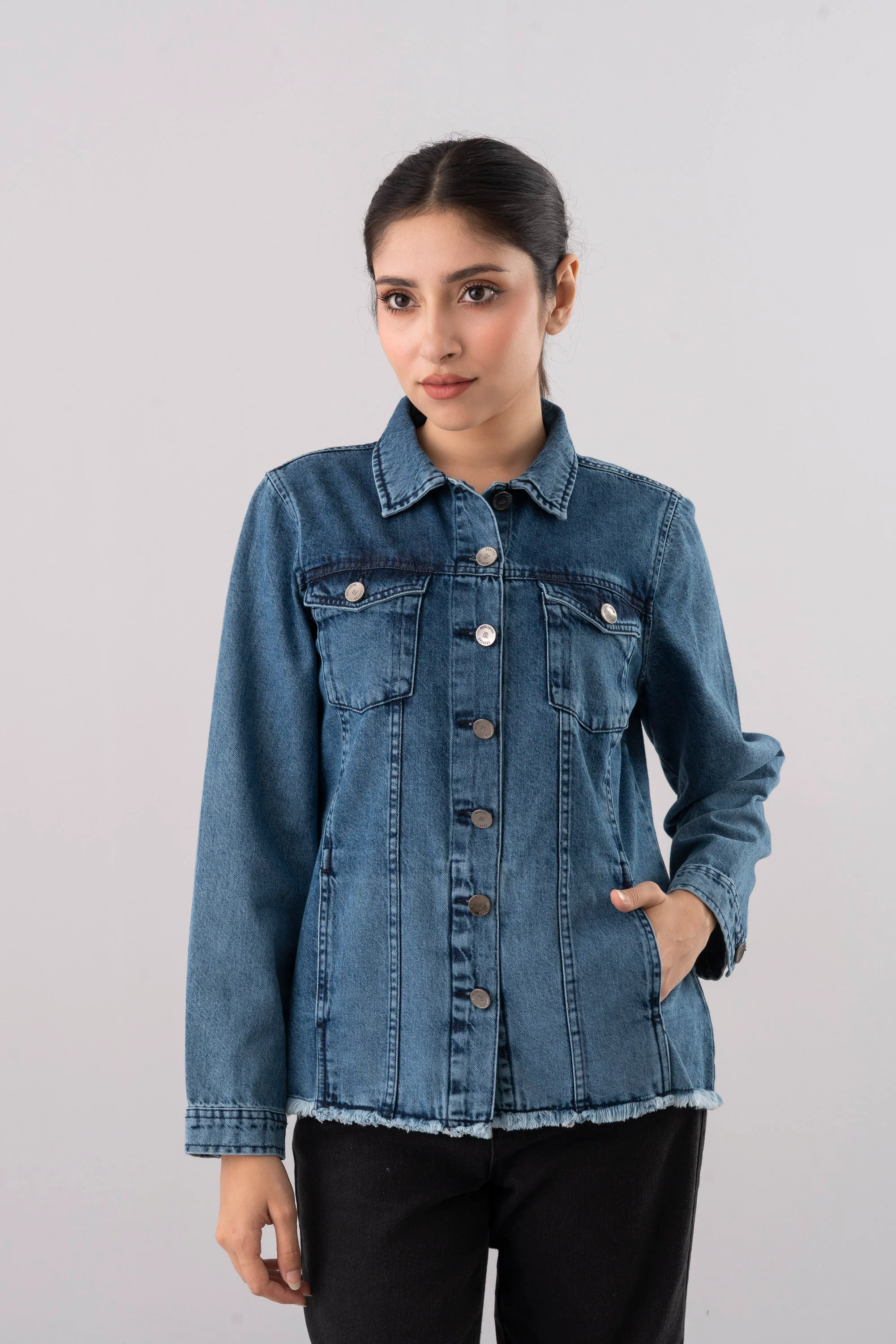 Regular Fit Mid-Washed Denim Jacket - Image 2