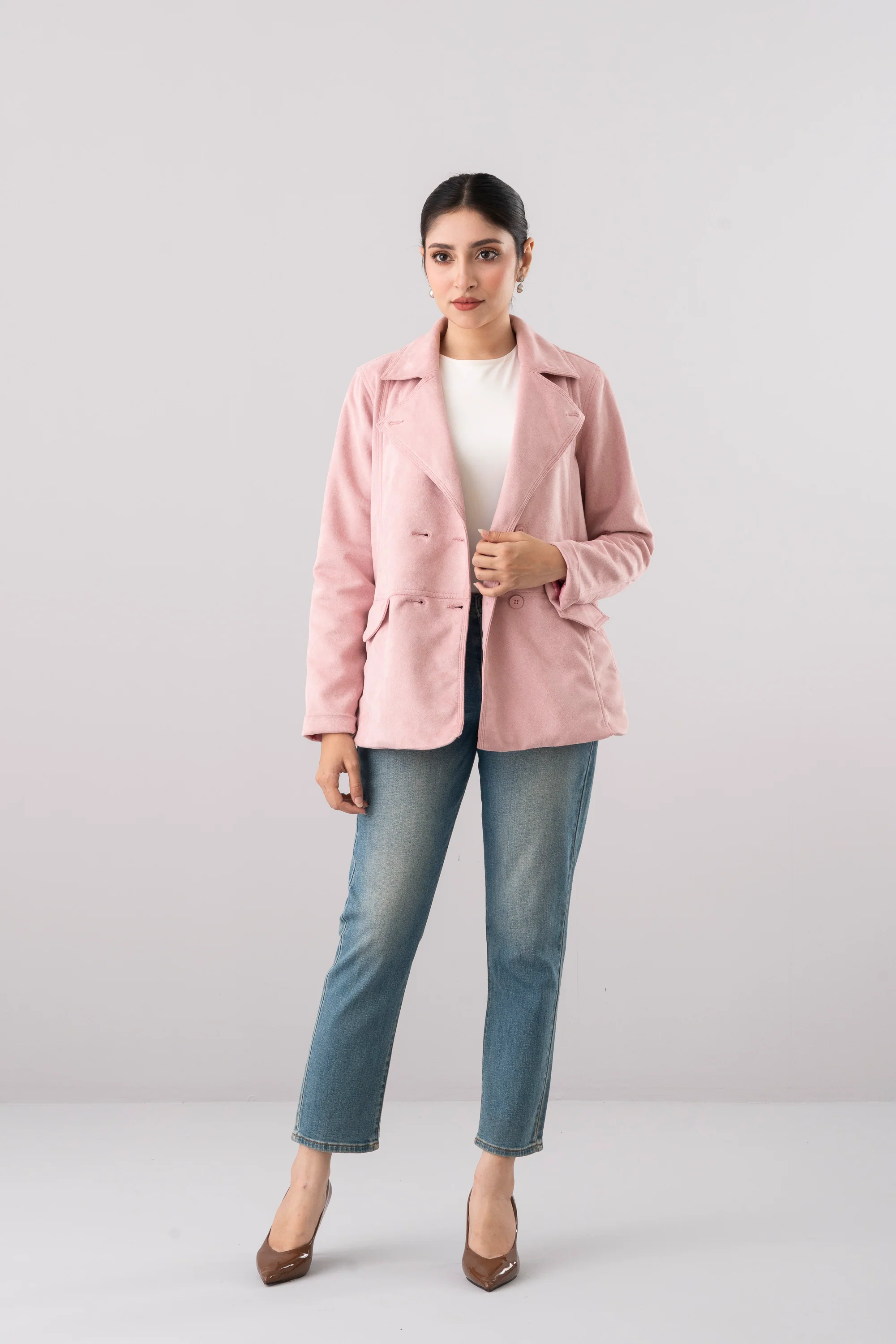 Double-Breasted Suede Jacket