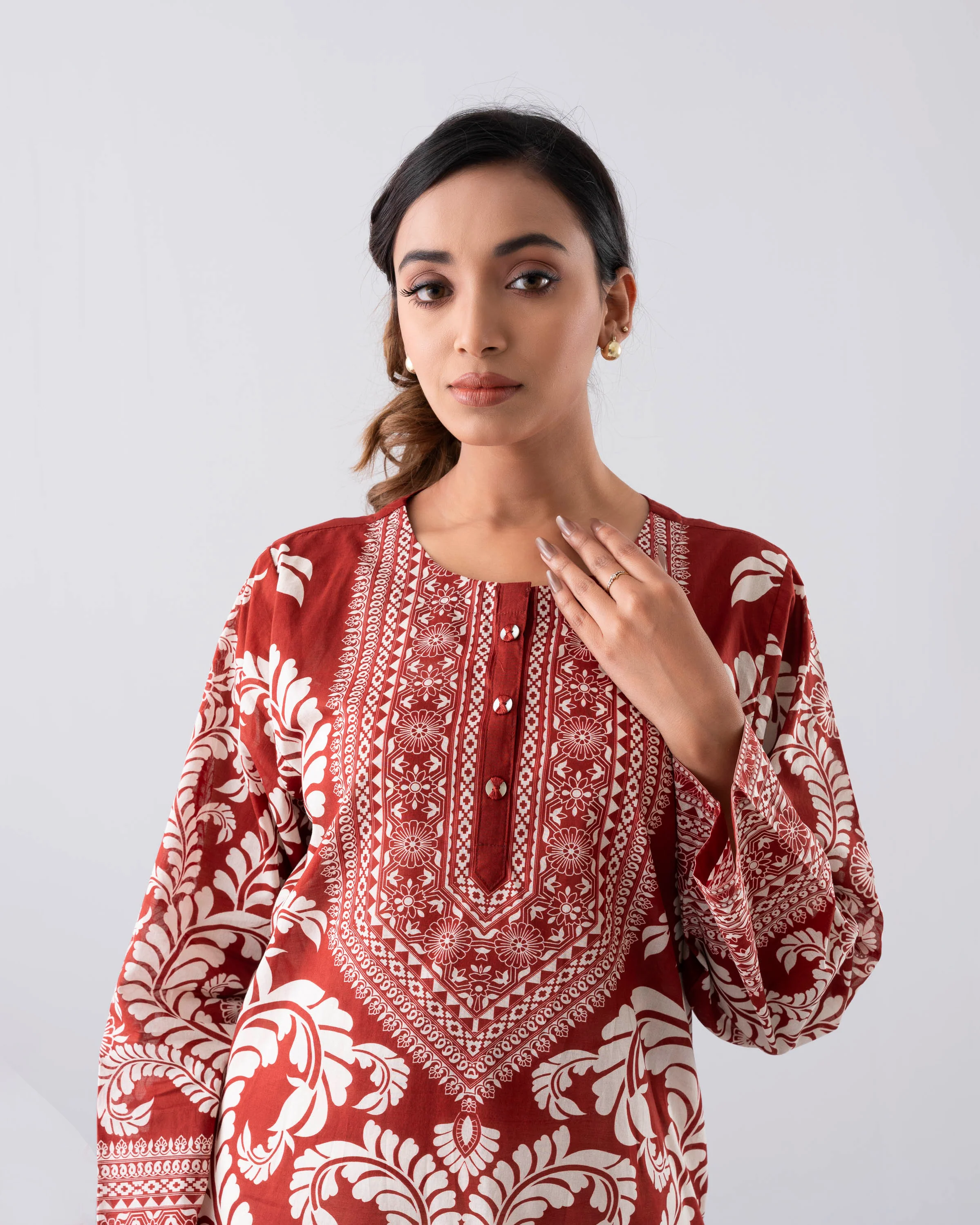 Relaxed Fit Printed One-Piece Lawn Kurta - Image 5