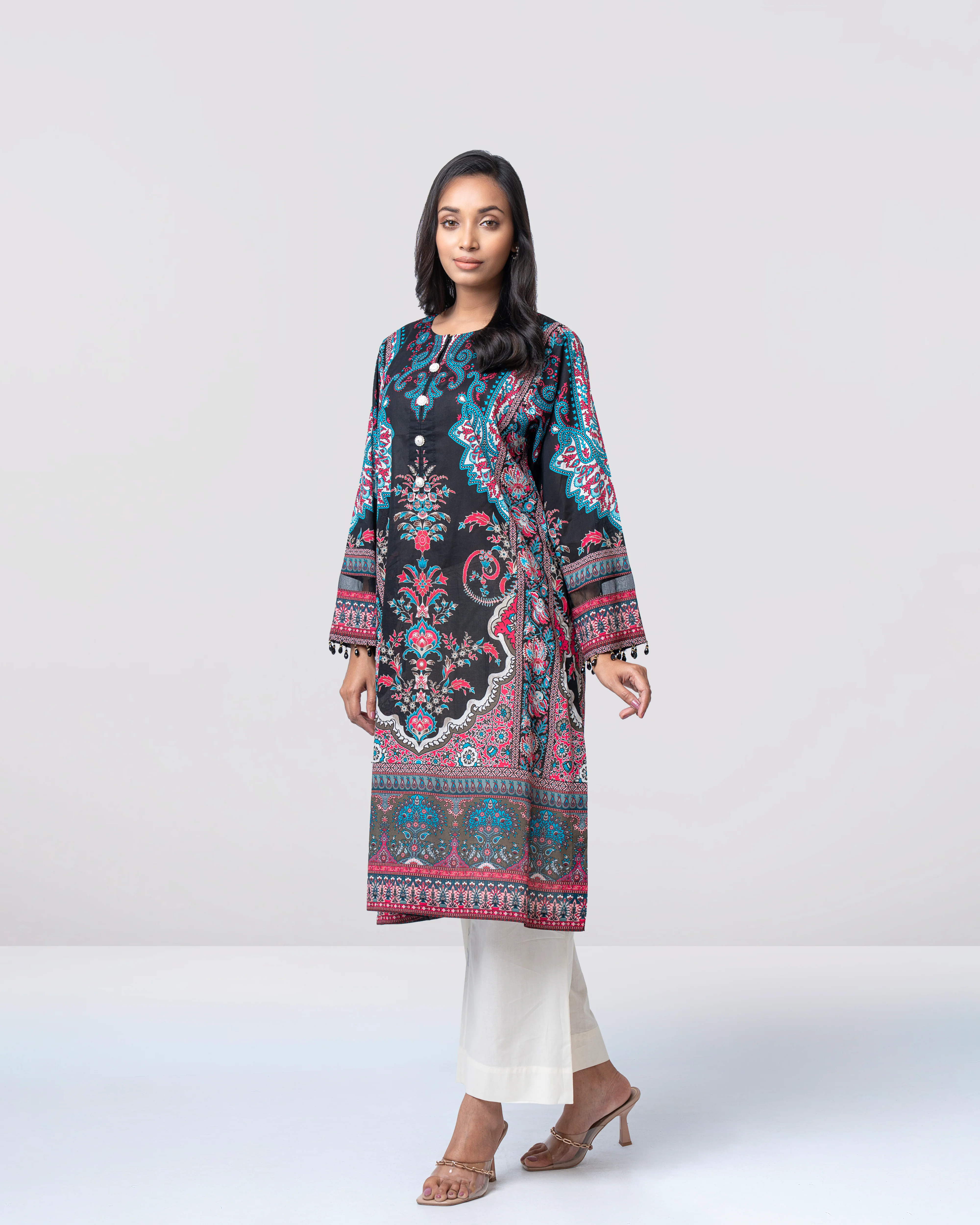 Relaxed Fit Printed Lawn Kurta - Image 3