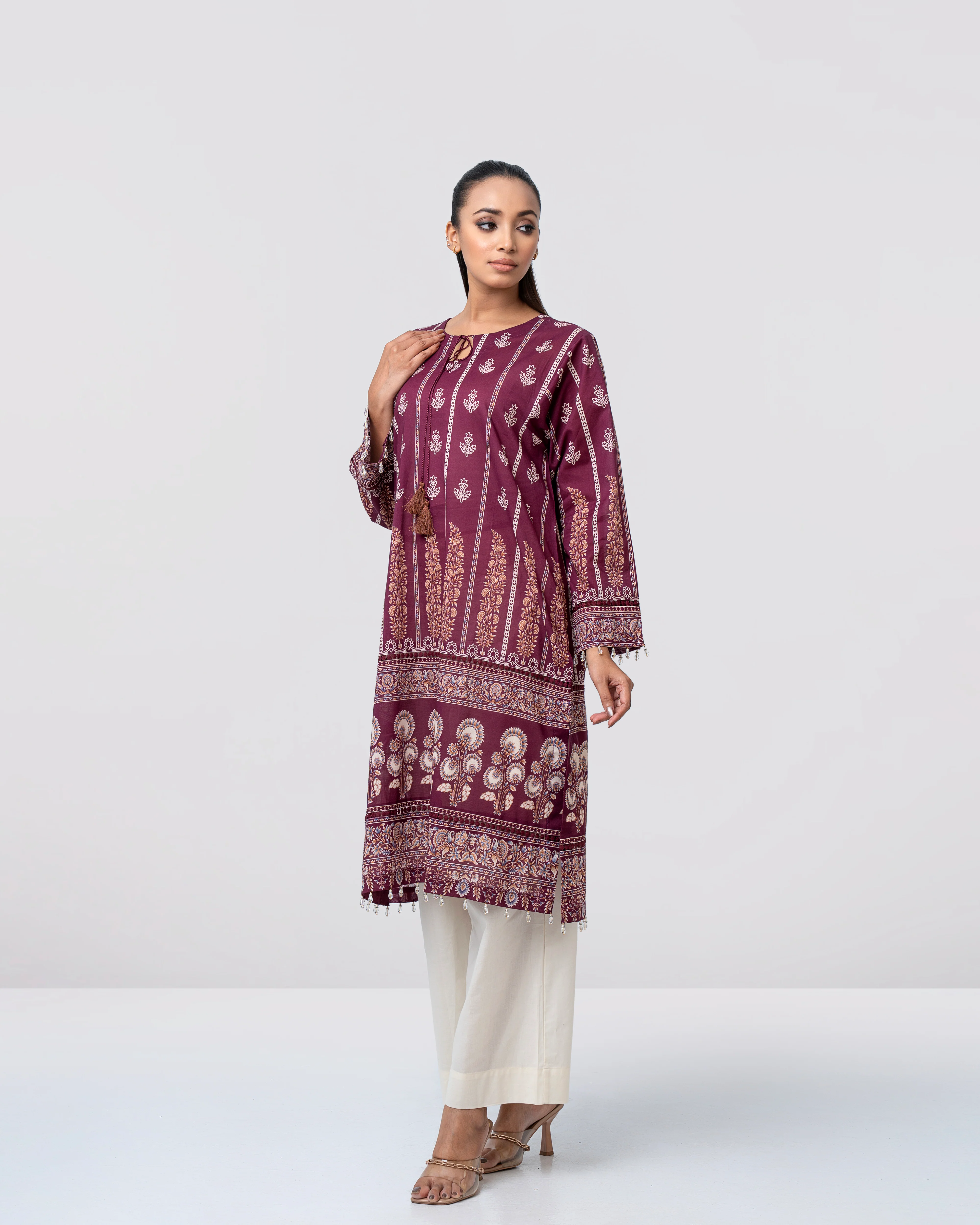 Relaxed Fit Printed Lawn Kurta - Image 8