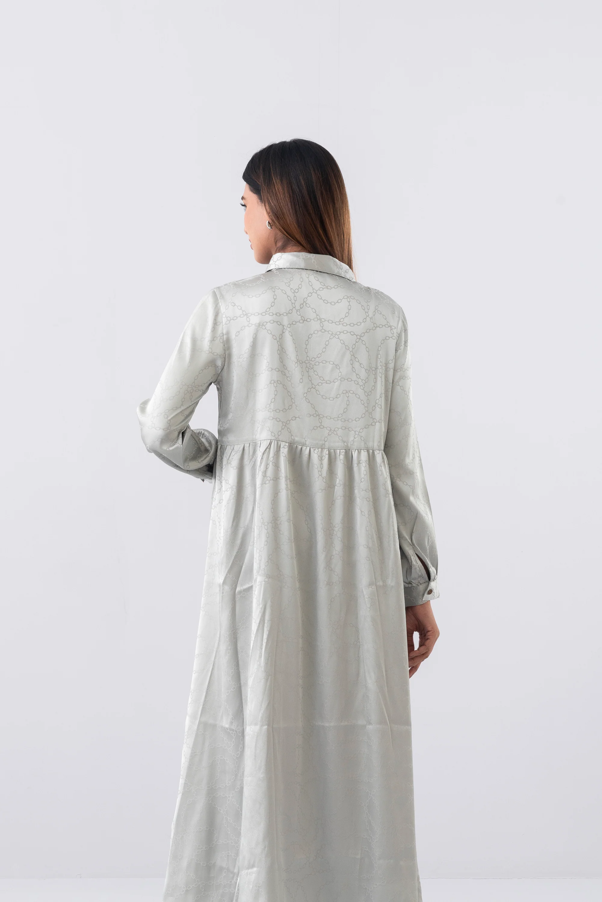 Jacquard Embroidered Long Dress - Image 6