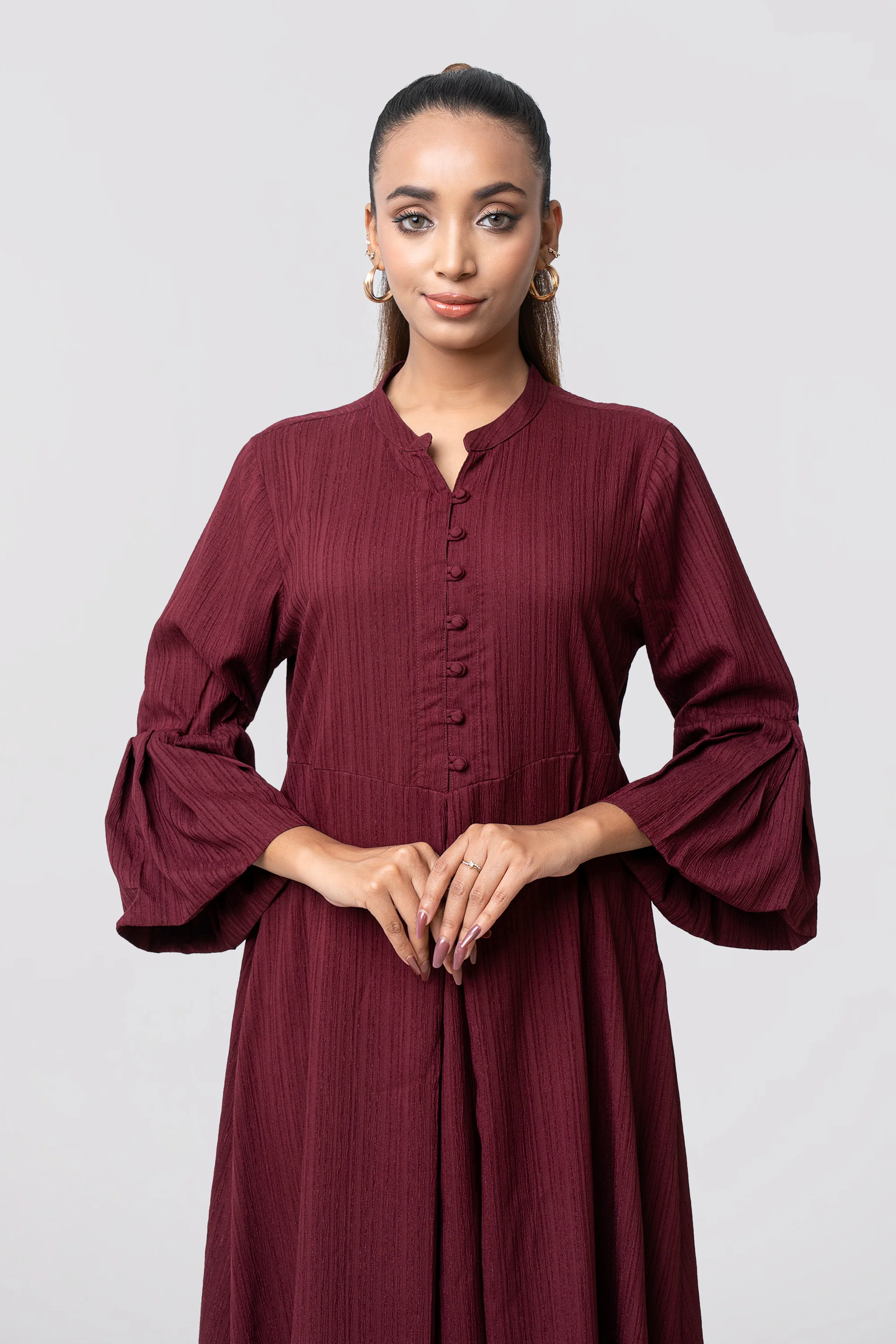 Regular Fit A-line Flare Long Dress - Image 10