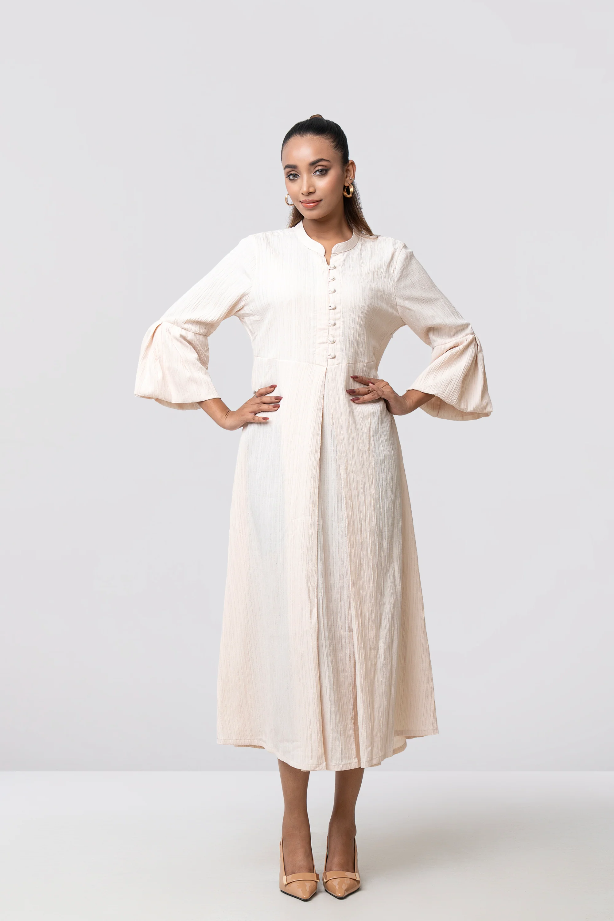 Regular Fit A-line Flare Long Dress - Image 3