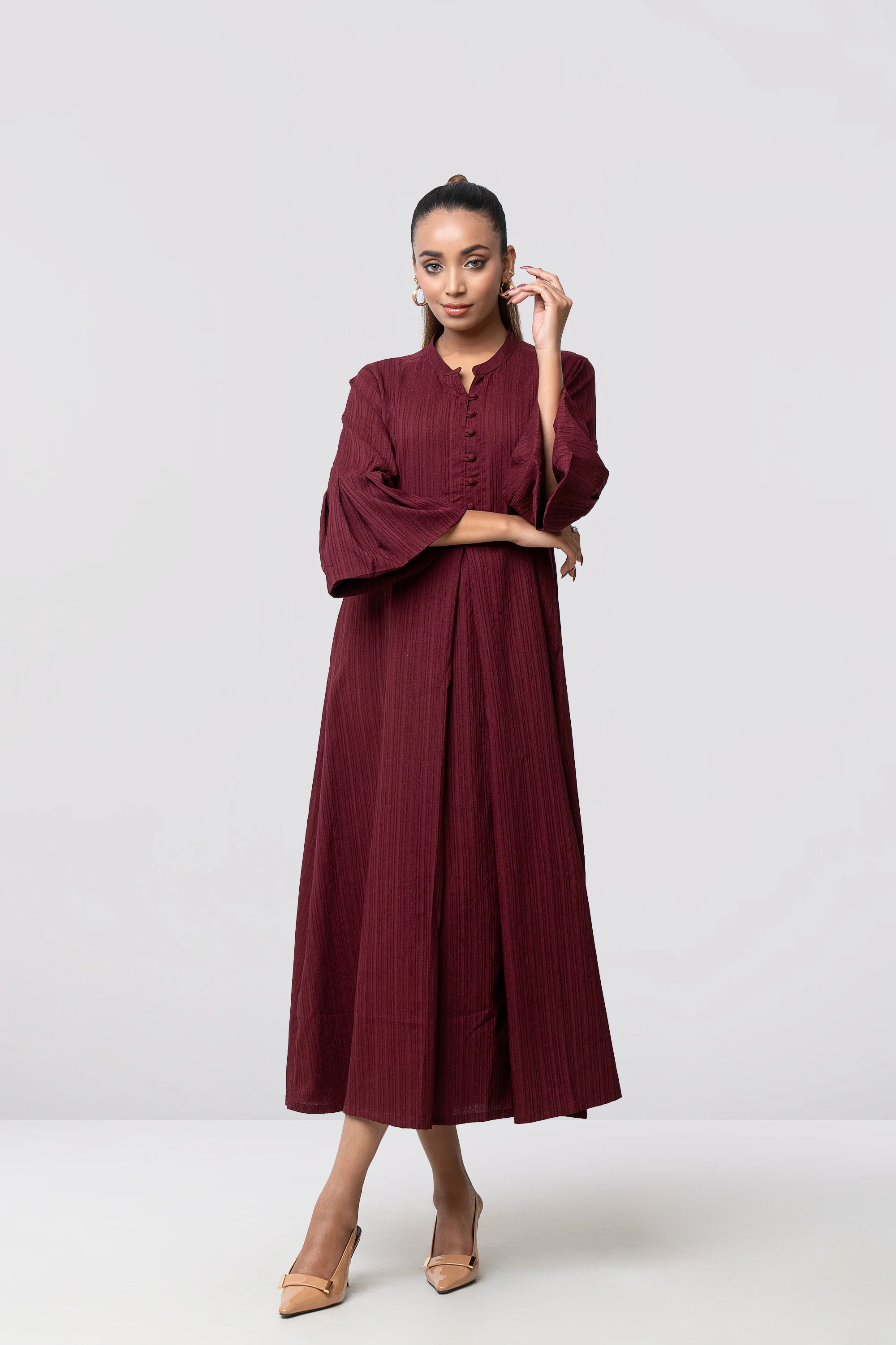 Regular Fit A-line Flare Long Dress - Image 7