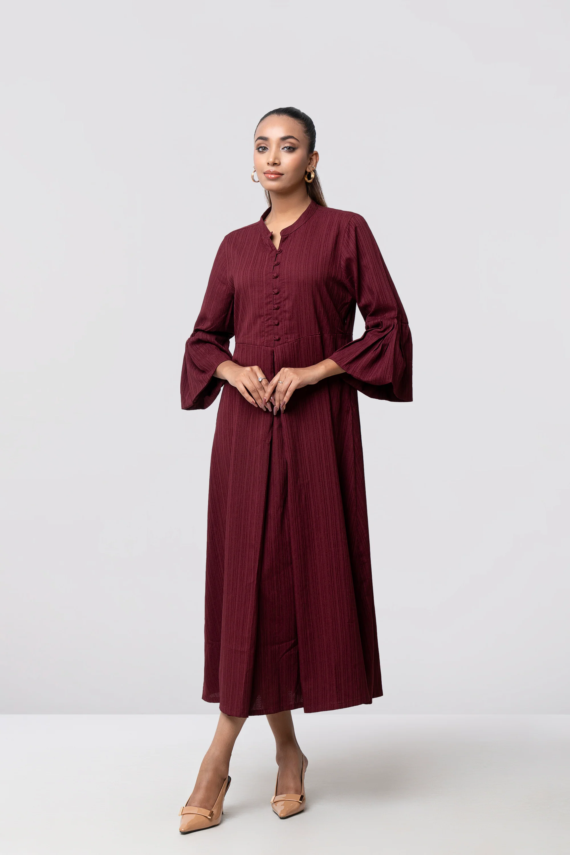 Regular Fit A-line Flare Long Dress - Image 8