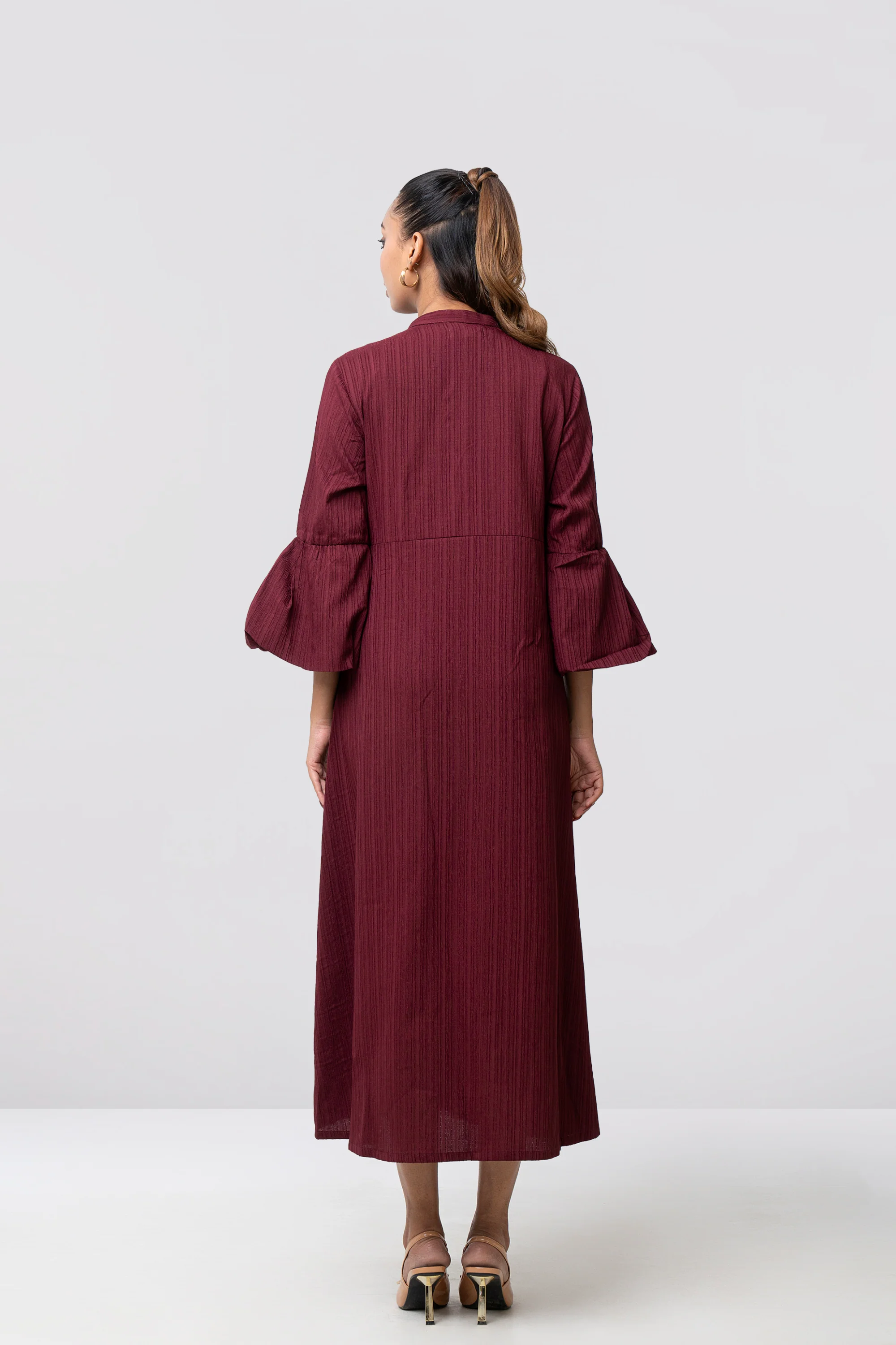 Regular Fit A-line Flare Long Dress - Image 9